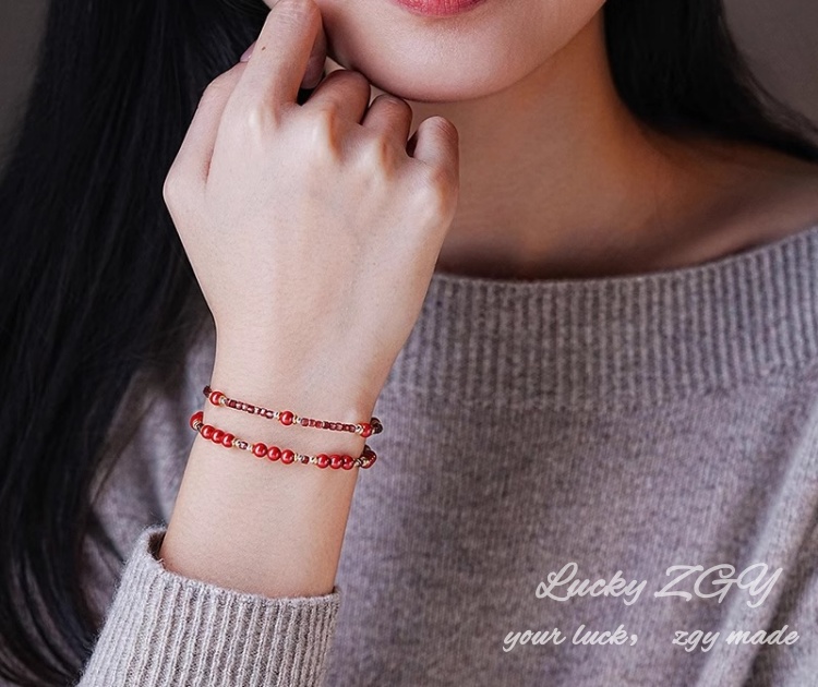 Qiyue garnet bracelet women's red cinnabar bracelet