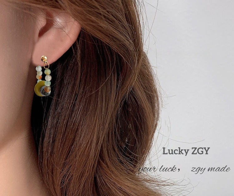 Agate 925 silver needle earrings, elegant and minimalist versatile ear accessories.