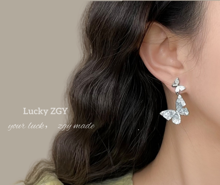 Blue crystal butterfly earrings