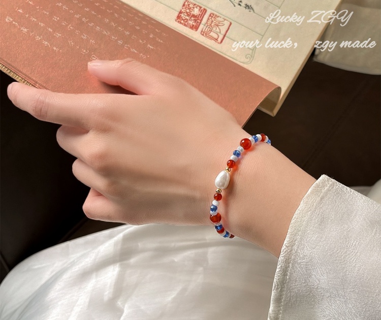 Pearl shell bracelet natural red agate bracelet