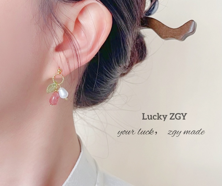 Energy Crystal Strawberry Crystal Earrings