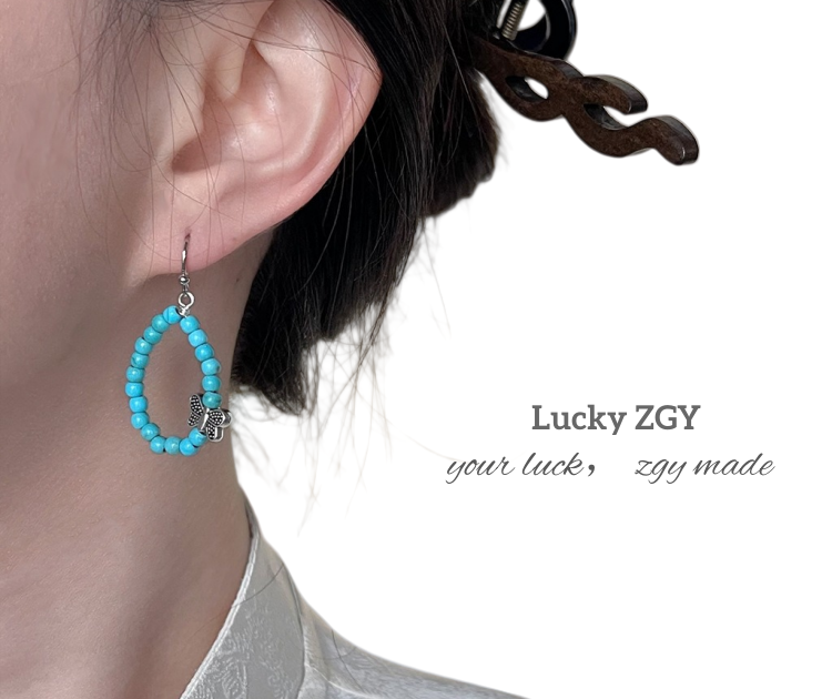 Natural stone butterfly earrings vintage literary earrings