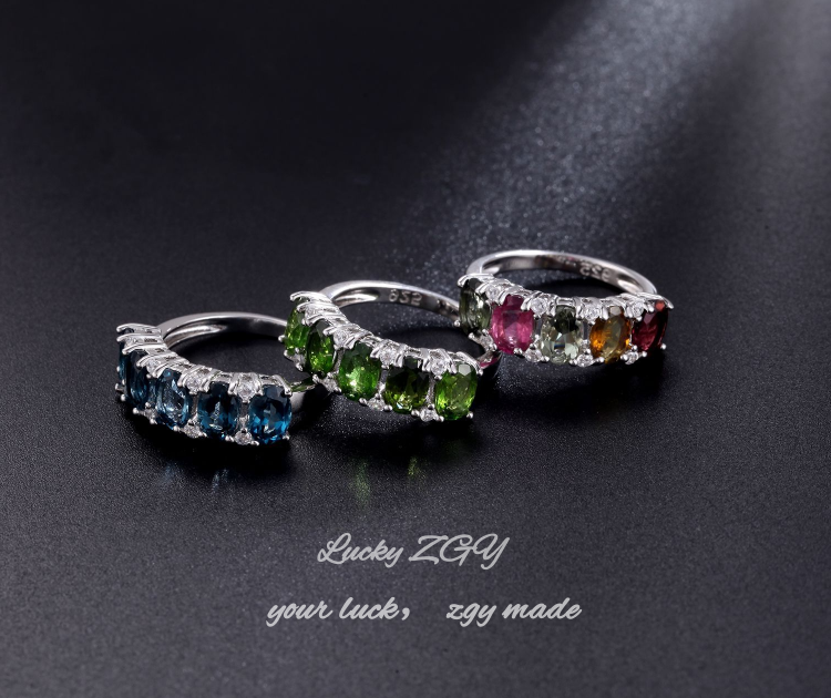 S925 Silver-Topaz rings-gemstone rings-blue topaz ring-topaz ring-luckyzgy