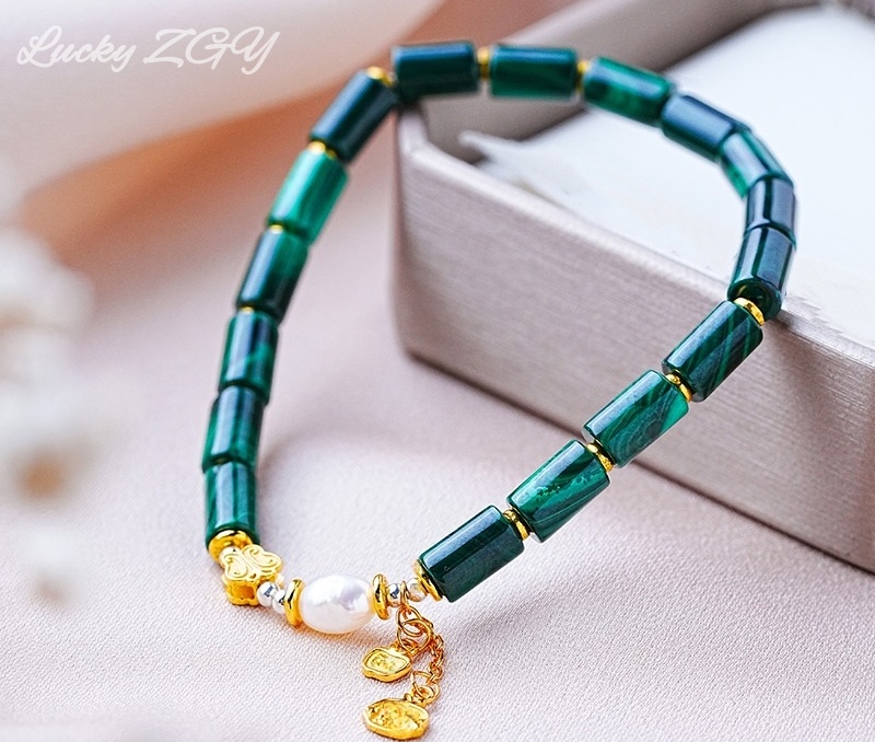 Blue finch malachite bracelet