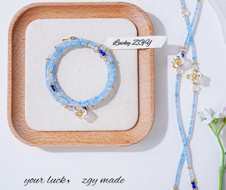 Natural Aquamarine Necklace Bracelet ocean blue bracelet