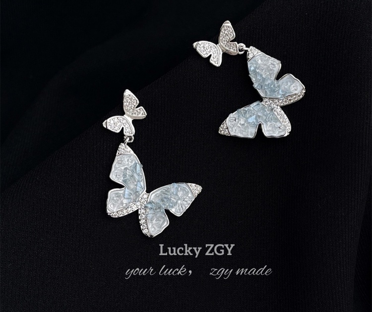 Blue crystal butterfly earrings