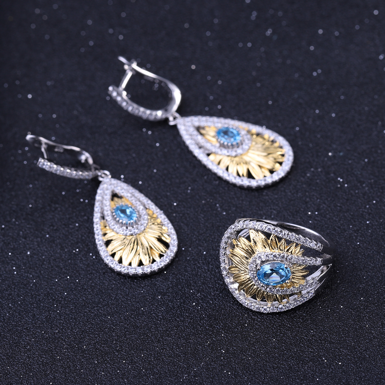 topaz ring 925 Silver  gemstone rings-luckyzgy