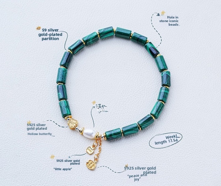 Blue finch malachite bracelet