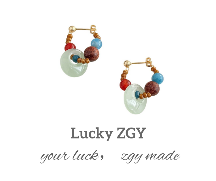 Natural stone Dunhuang original hand-made beaded energy stud earrings