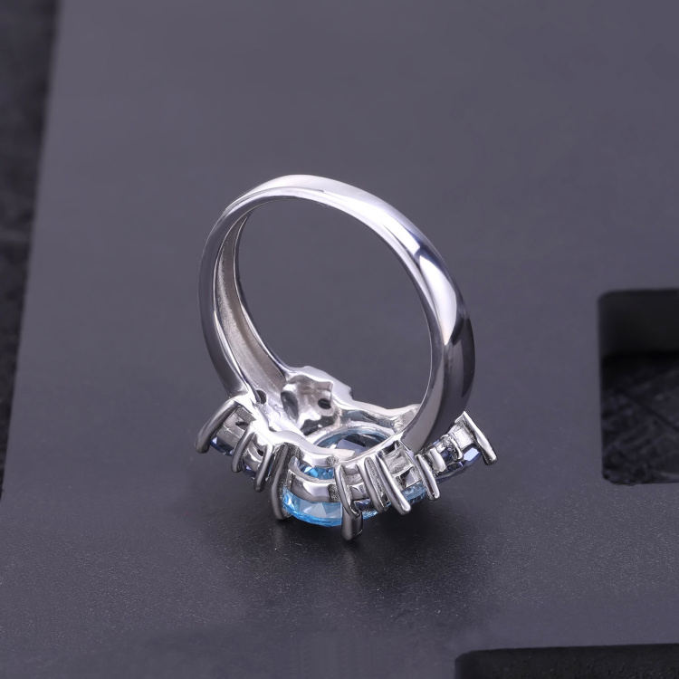 S925 Silver -gemstone rings blue topaz ring- Topaz  rings -luckyzgy