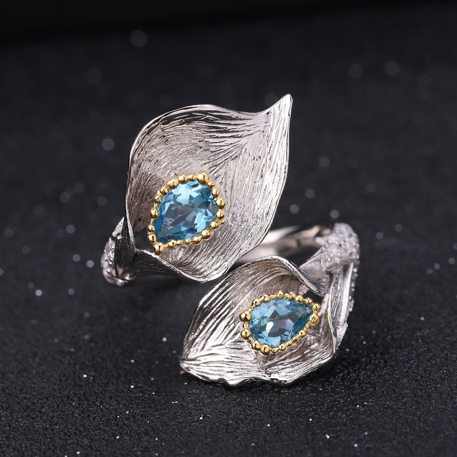 LUCKYZGY-S925 Silver-Topaz rings-gemstone rings-blue topaz ring-luckyzgy