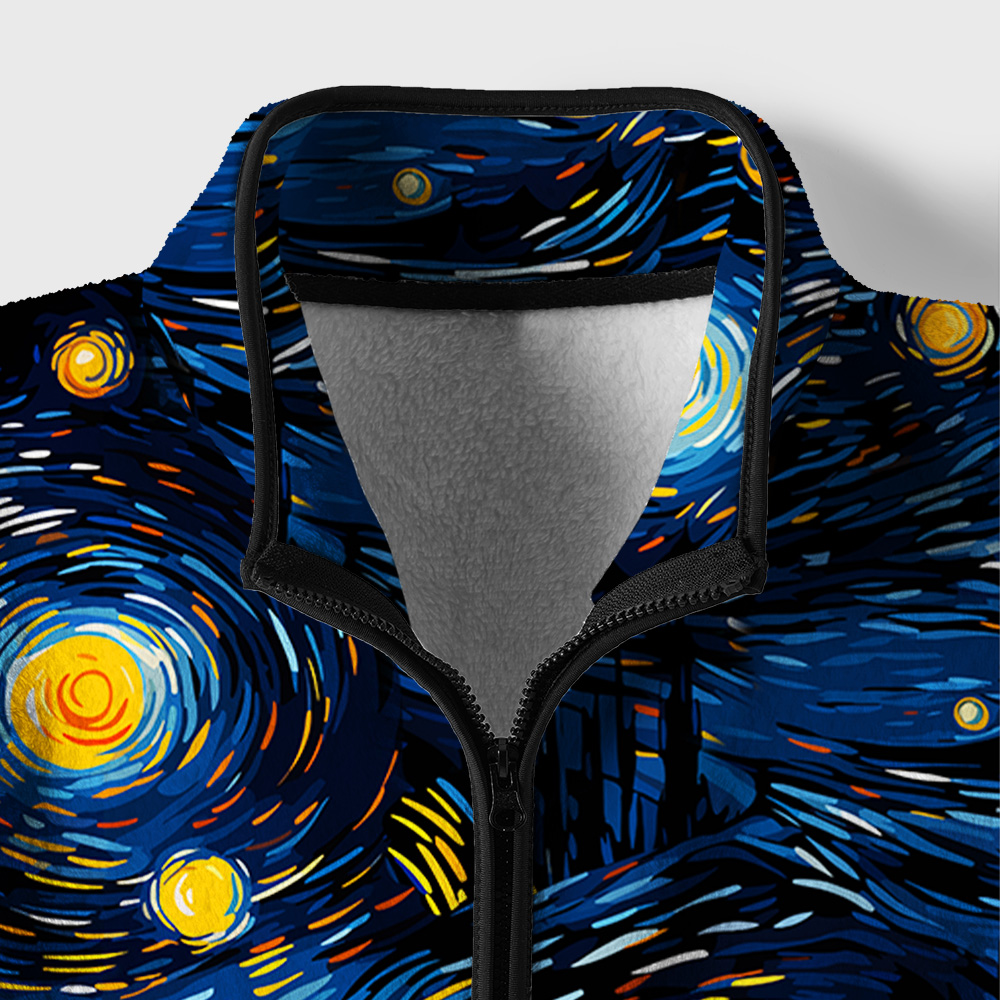 Starry Night Phone Booth Geek Polar Fleece Full-Zip Jacket