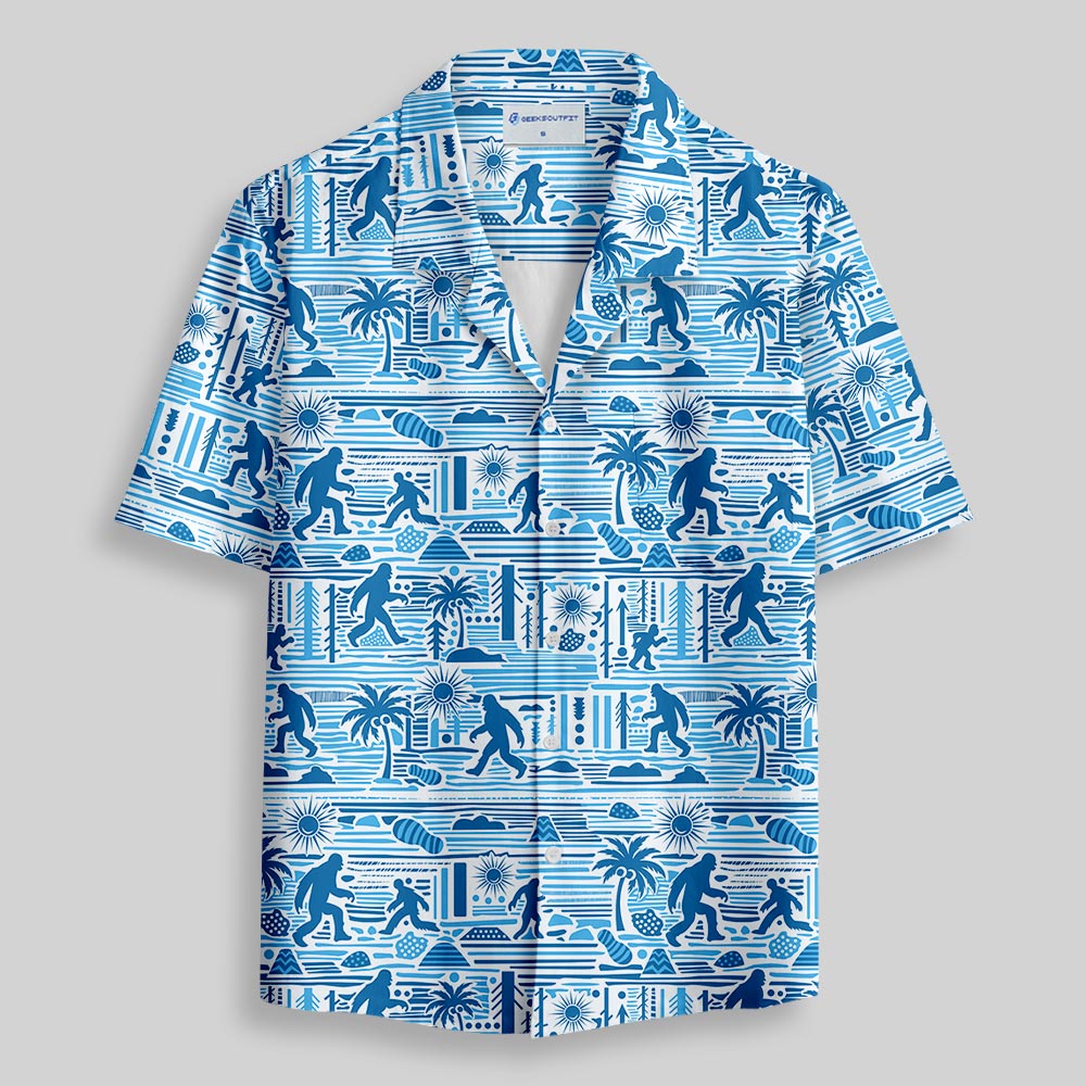 Big Foot Blue Hawaii Button Up Pocket Shirt
