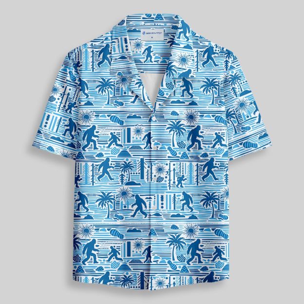 Big Foot Blue Hawaii Button Up Pocket Shirt