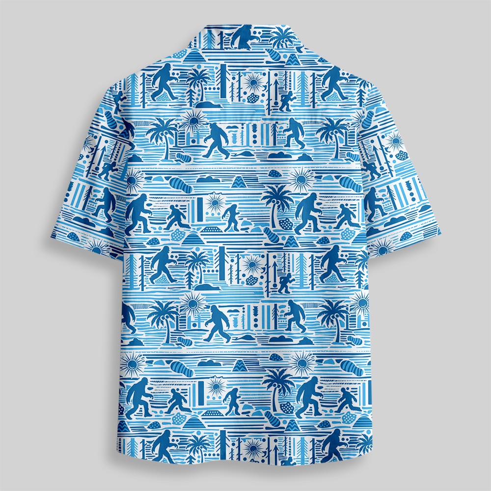 Big Foot Blue Hawaii Button Up Pocket Shirt