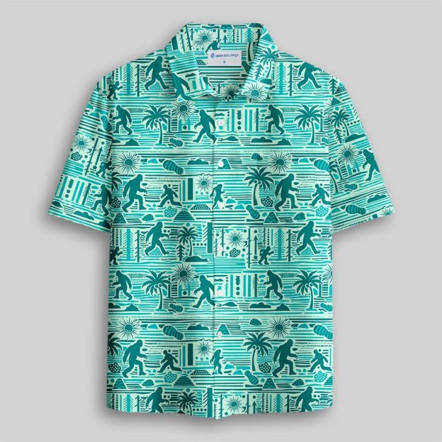 Big Foot’s Green Hawaii Button Up Pocket Shirt