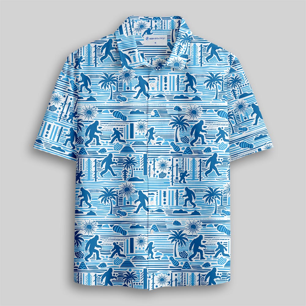 Big Foot Blue Hawaii Button Up Pocket Shirt