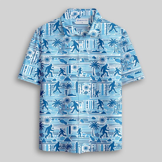 Big Foot Blue Hawaii Button Up Pocket Shirt