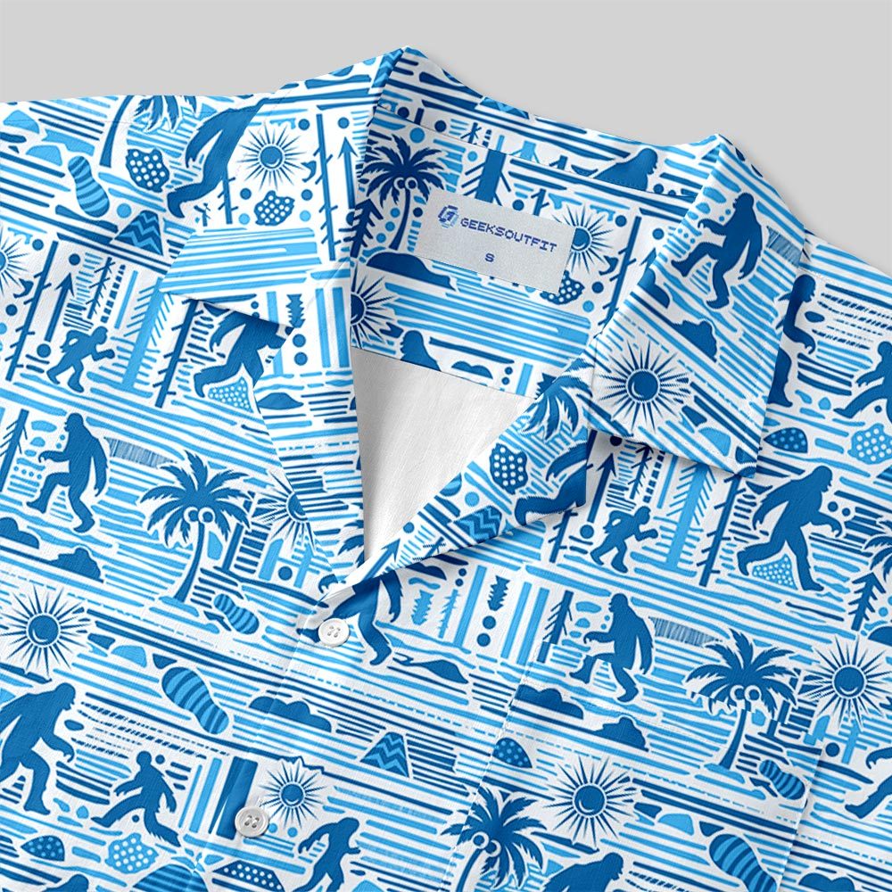 Big Foot Blue Hawaii Button Up Pocket Shirt