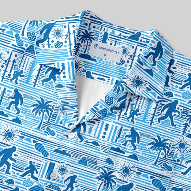 Big Foot Blue Hawaii Button Up Pocket Shirt