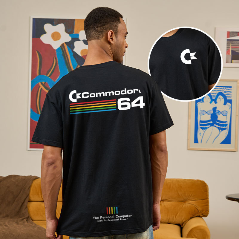 Commodore 64 White Front and Back Printing Geek T-Shirt