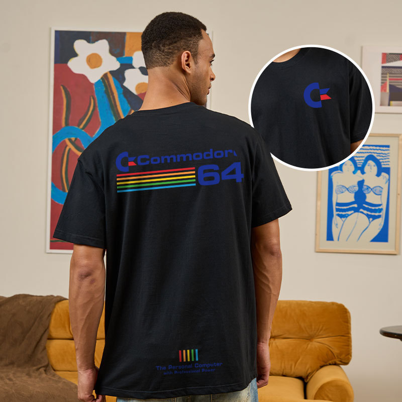 Commodore 64 Blue Front and Back Printing Geek T-Shirt