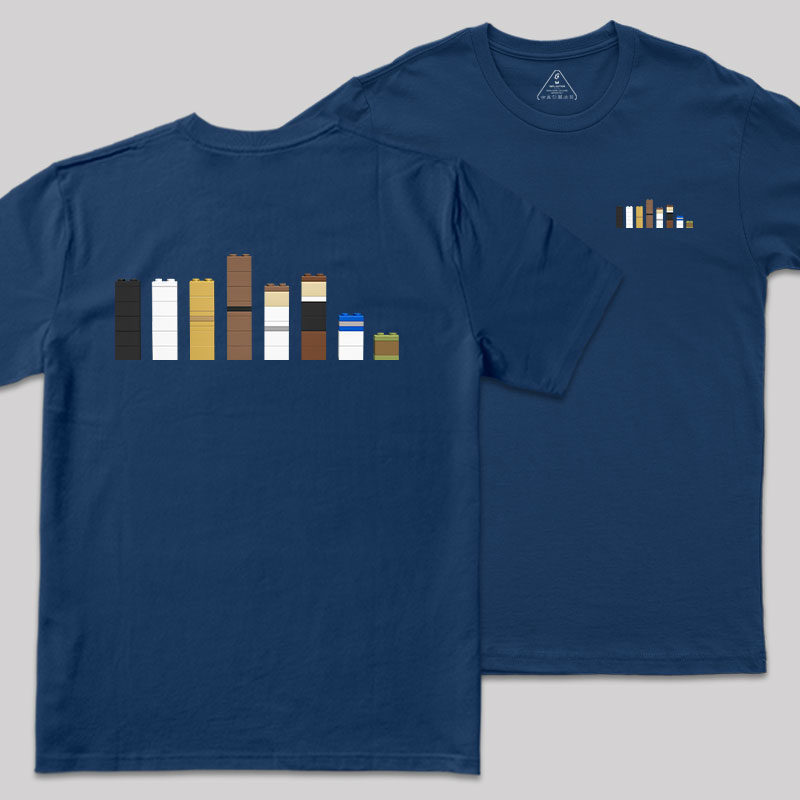 Building Blocks Creative Galactic Color Theory Front and Back Printing Geek T-Shirt