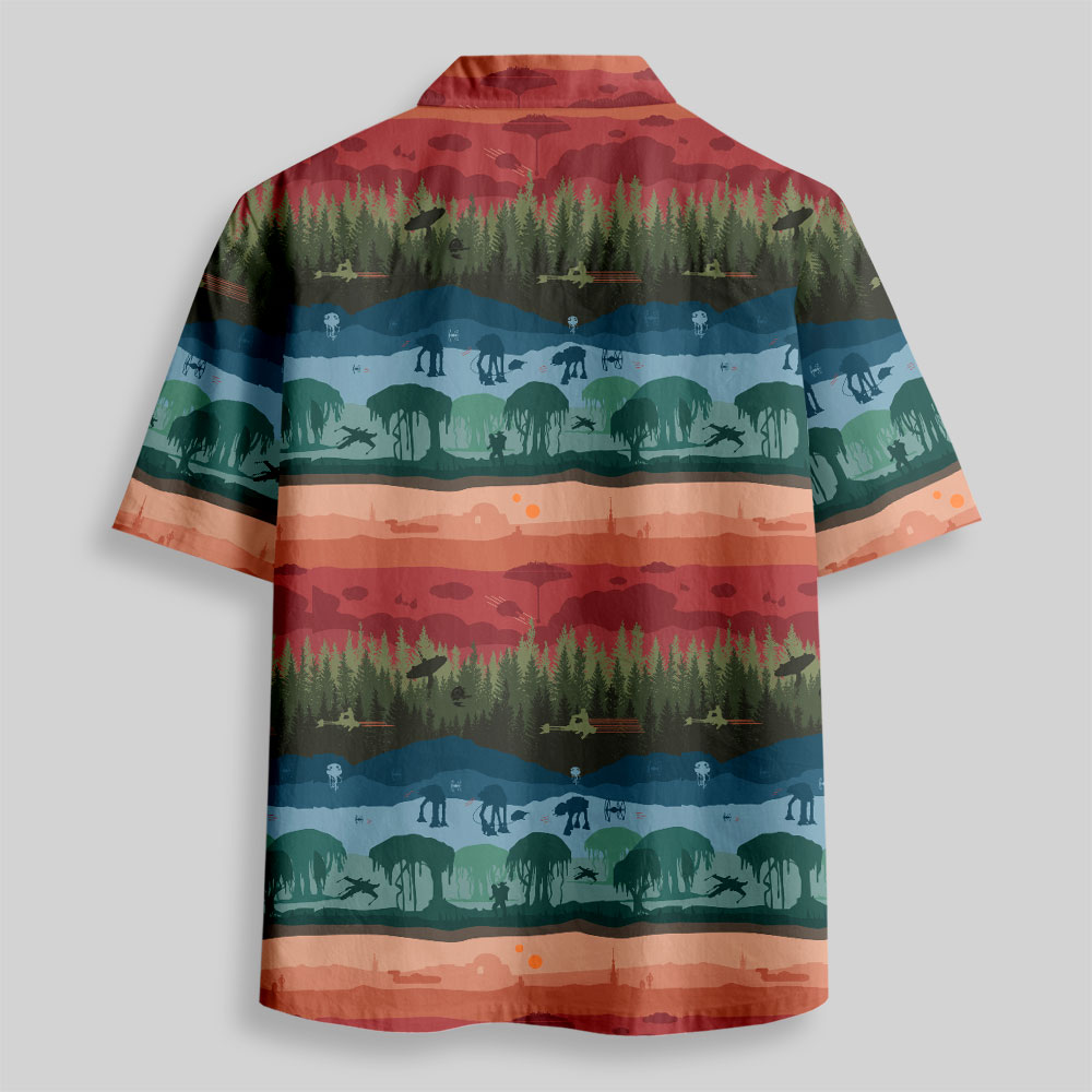 Scifi Woods Silhouette Button Up Pocket Shirt