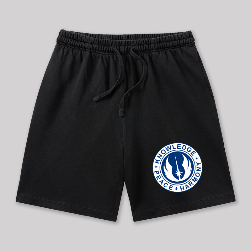 Peace Harmrmony Knowledge Geeky Washed Shorts