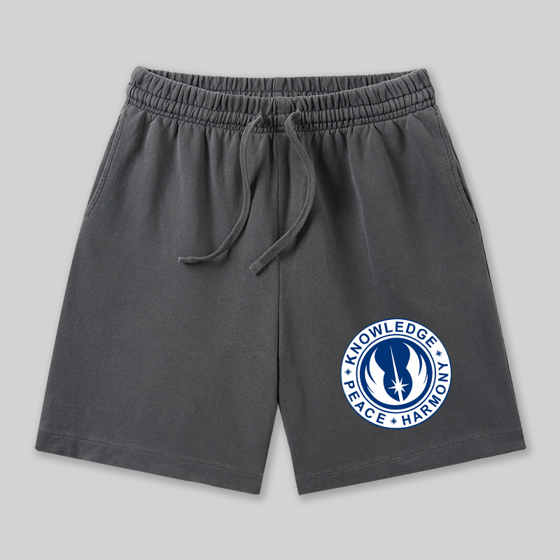 Peace Harmrmony Knowledge Geeky Washed Shorts