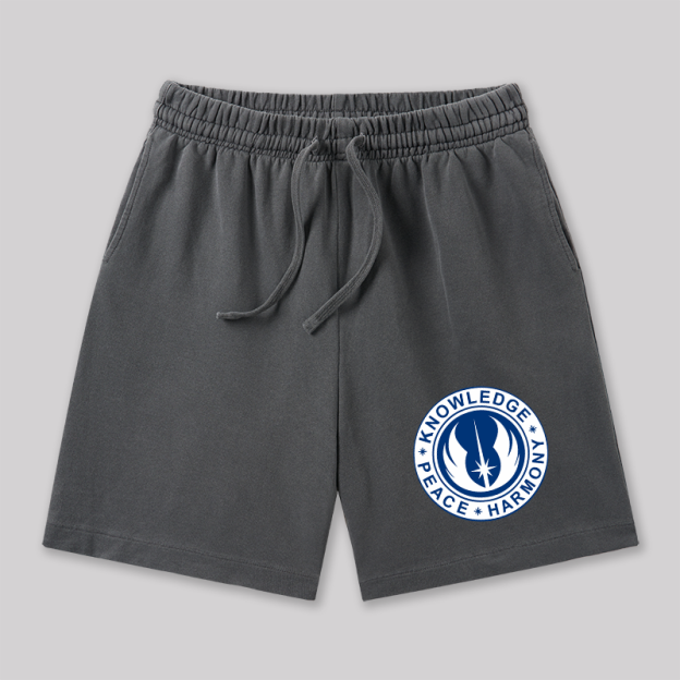 Peace Harmrmony Knowledge Geeky Washed Shorts
