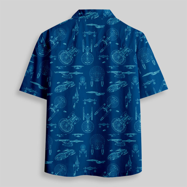 Spaceship Line Drawing Button Up Pocket Shirt