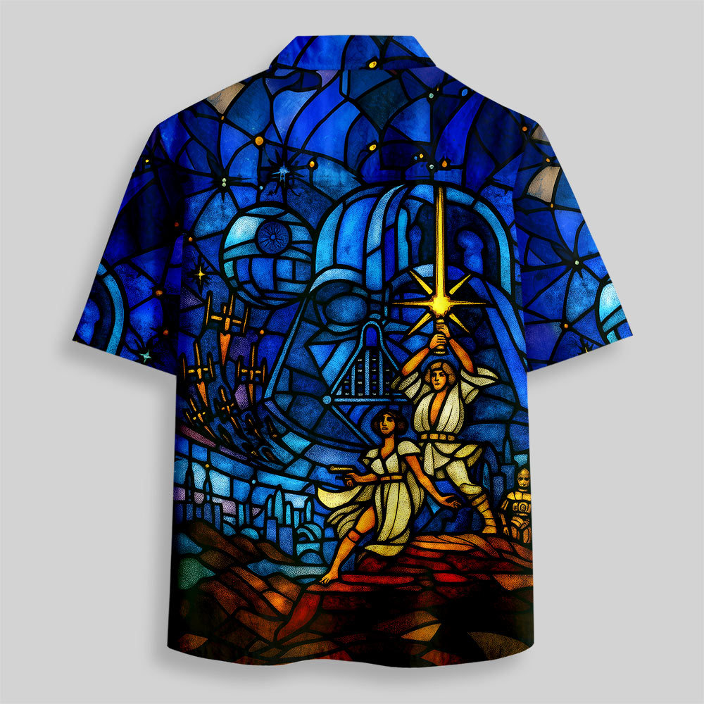 Church Window Grilles Sci-Fi Space War Button Up Pocket Shirt
