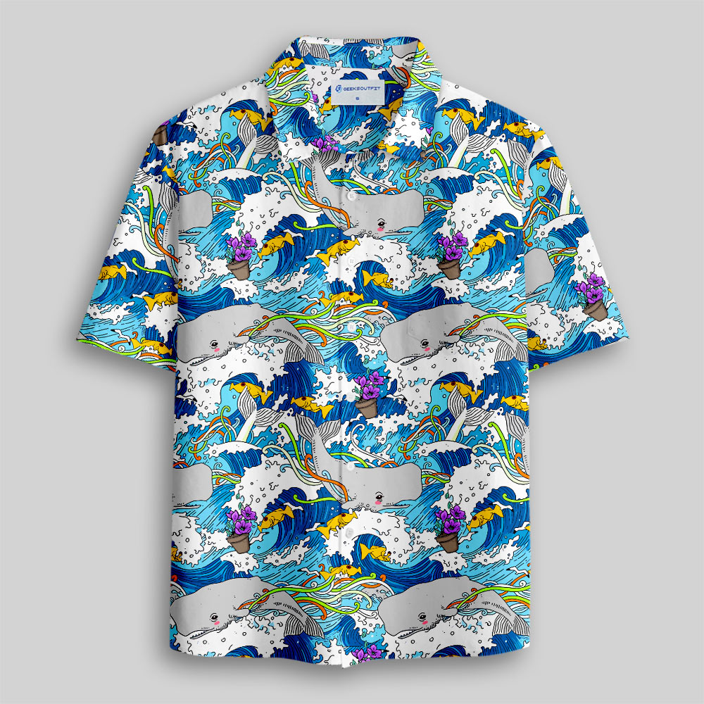 Answer to Everything Waves Button Up Pocket Shirt