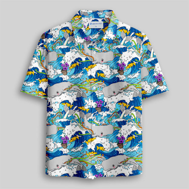 Answer to Everything Waves Button Up Pocket Shirt
