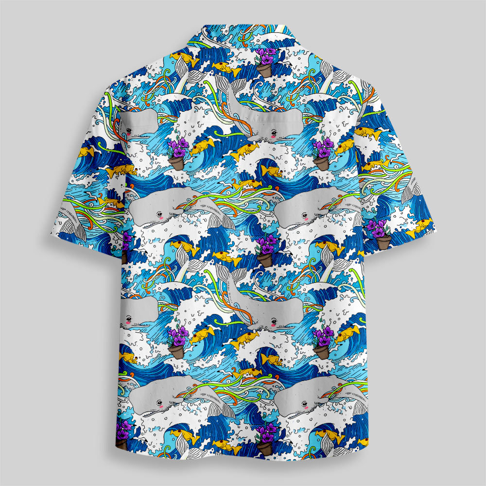 Answer to Everything Waves Button Up Pocket Shirt