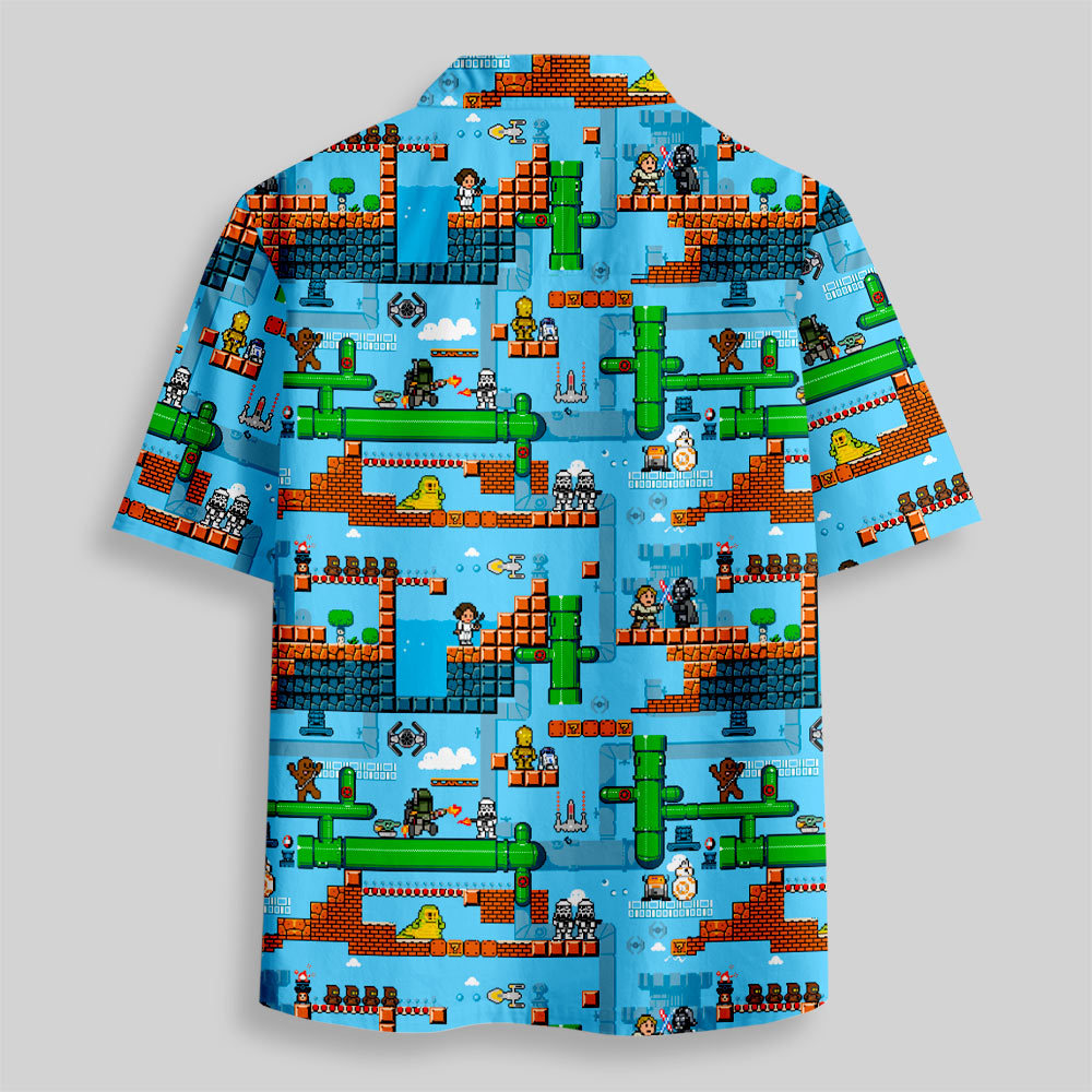 Classic Plumber Game Button Up Pocket Shirt