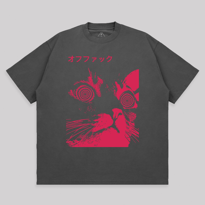 Vaporwave Cool Cat Unisex Oversized T-shirt