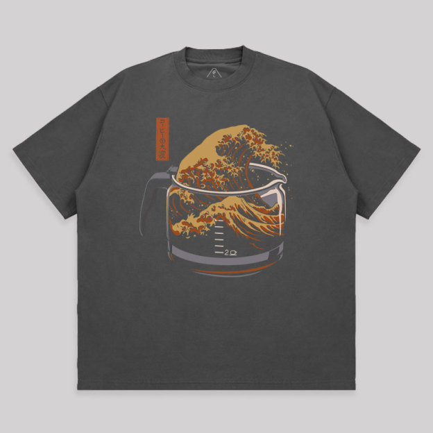 The Great Wave Of Coffee Unisex Oversized T-shirt