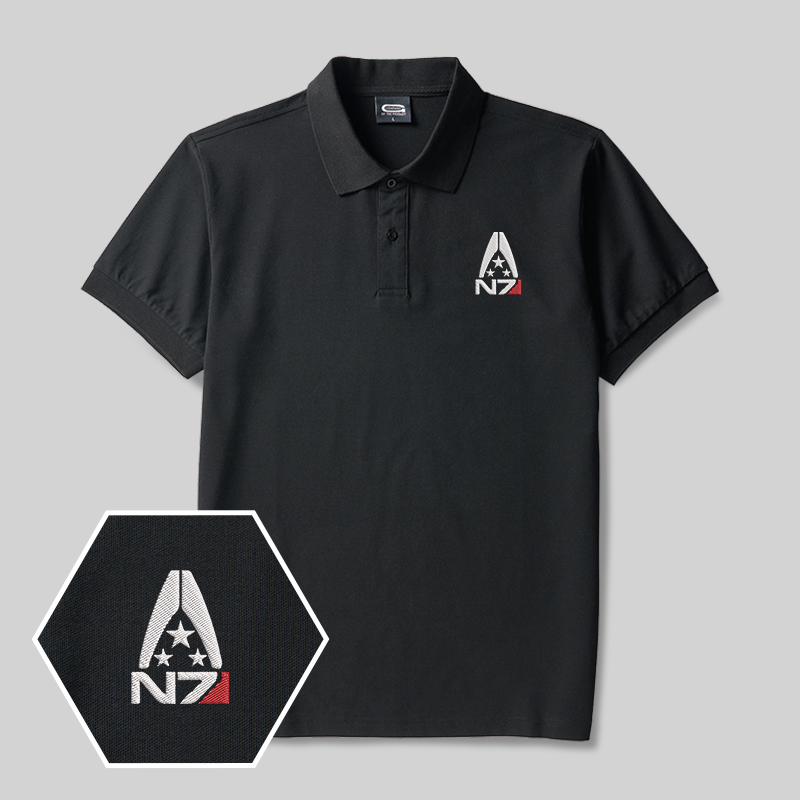 N7 Geek Embroidered Polo Shirts