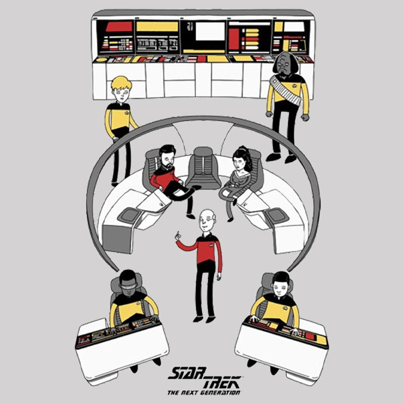 The Next Generation Cartoon Bridge Crew Geek T-Shirt
