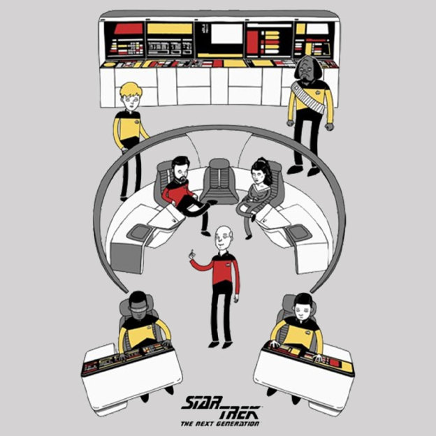 The Next Generation Cartoon Bridge Crew Geek T-Shirt