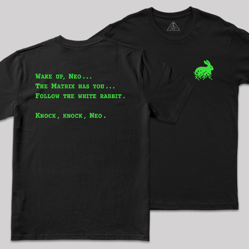 Green Code Front and Back Printed Geek T-Shirt