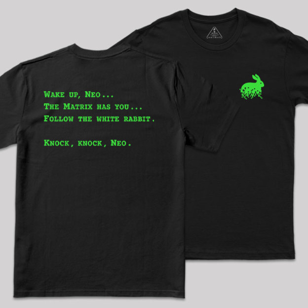 Green Code Front and Back Printed Geek T-Shirt
