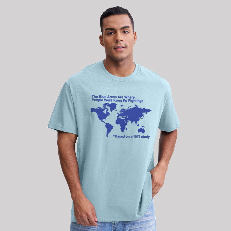 The Blue Areas Are Where People Were Kung Fu Fighting Geek T-Shirt