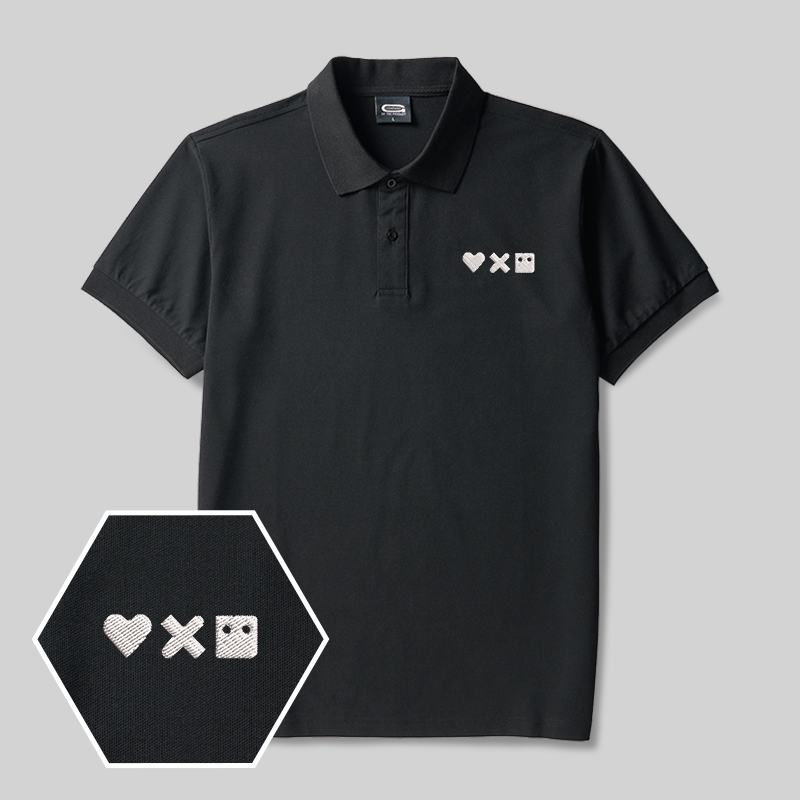 Pixel Emotions Geek Embroidered Polo Shirts