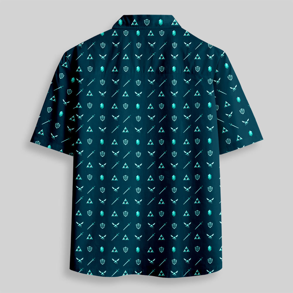 Retro Game Icons Button Up Pocket Shirt
