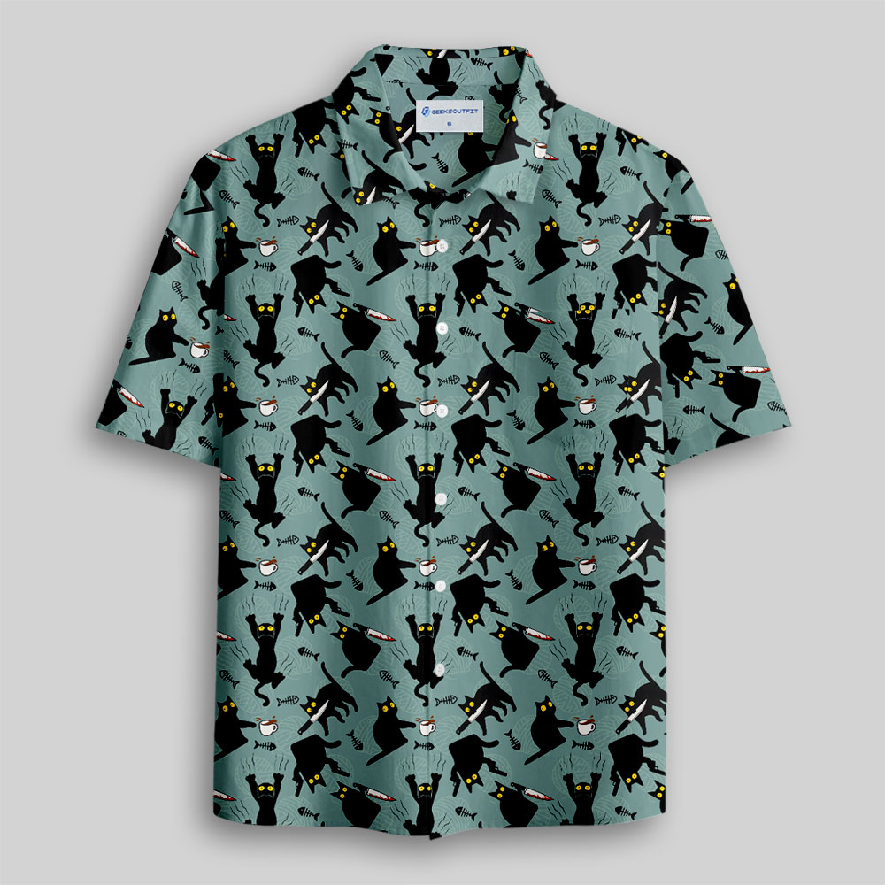 Naughty Kitten Button Up Pocket Shirt