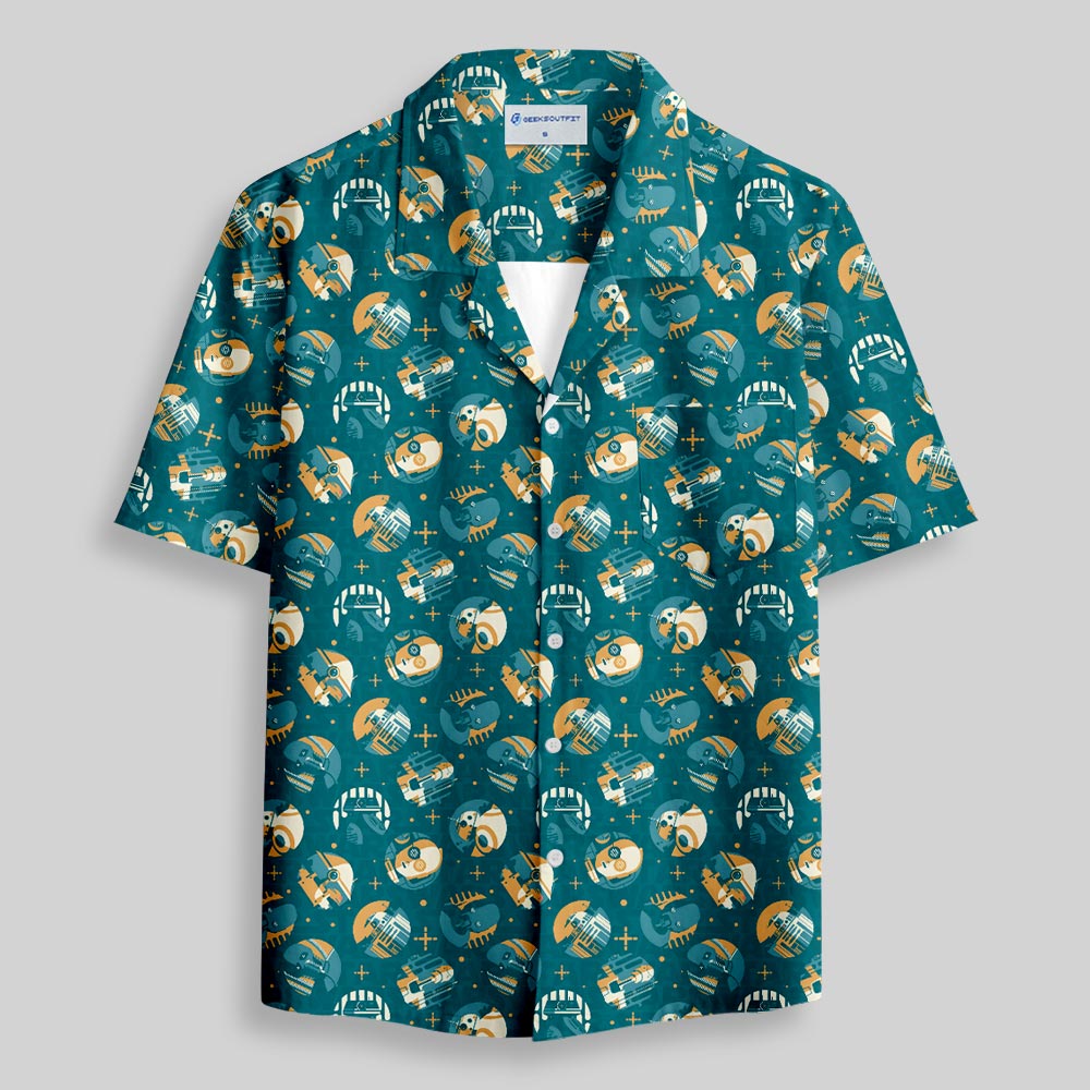 Space Science Fiction Robot Button Up Pocket Shirt