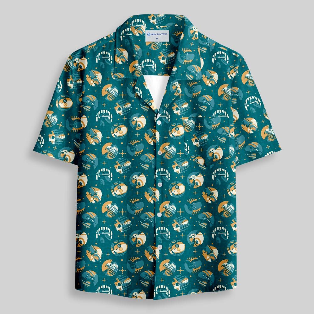 Space Science Fiction Robot Button Up Pocket Shirt
